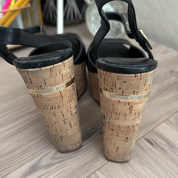 Michael Kors black gold and cork platform wedges - Picture 2 of 4